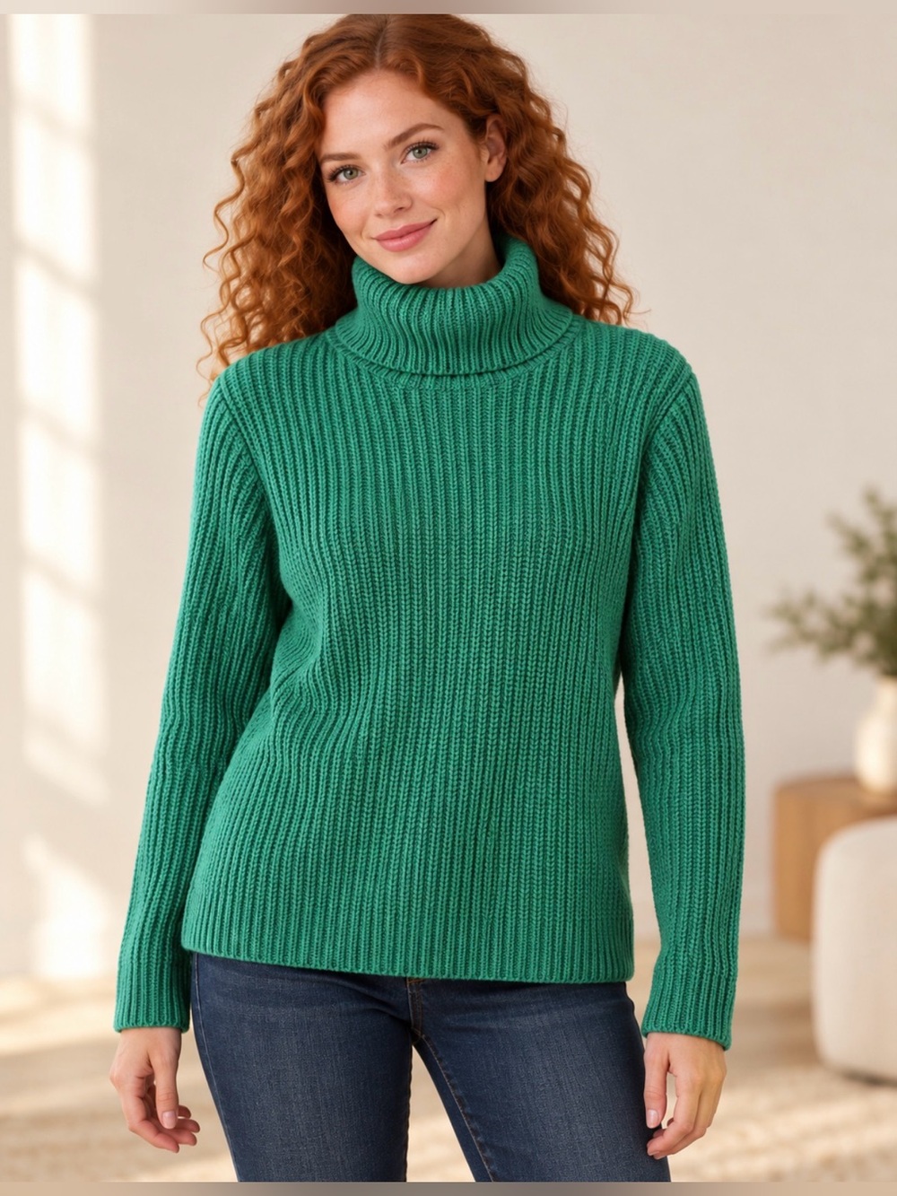 Streetwear Society Emerald Green Chunky Turtleneck Sweater Size Large